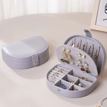 Travel Jewelry Case — Round Faux Leather