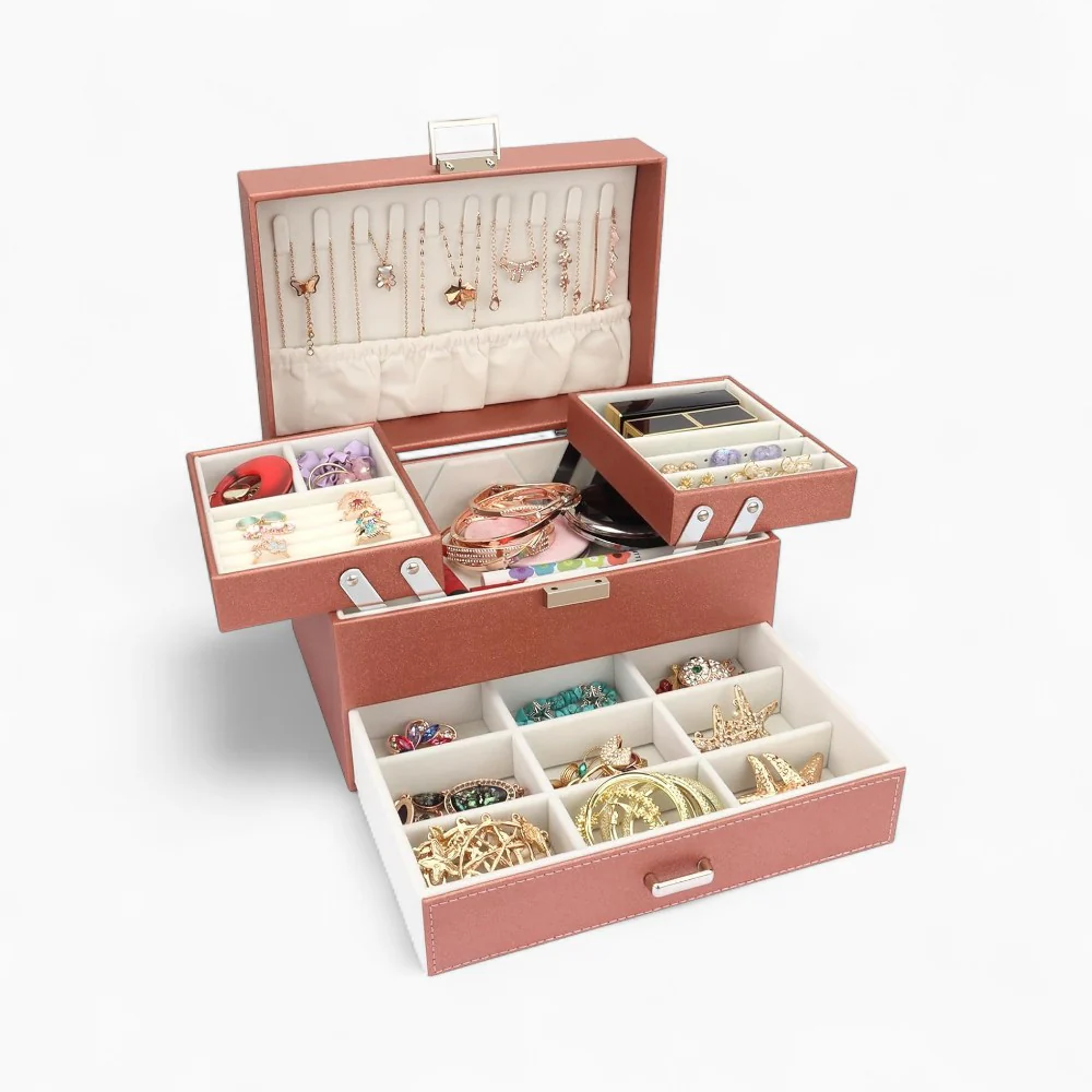 Jewelry Organizer — Multi-Compartment Vegan Leather