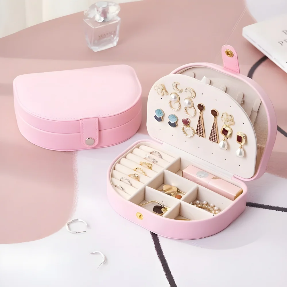 Travel Jewelry Case — Round Faux Leather