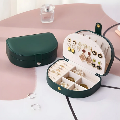 Travel Jewelry Case — Round Faux Leather