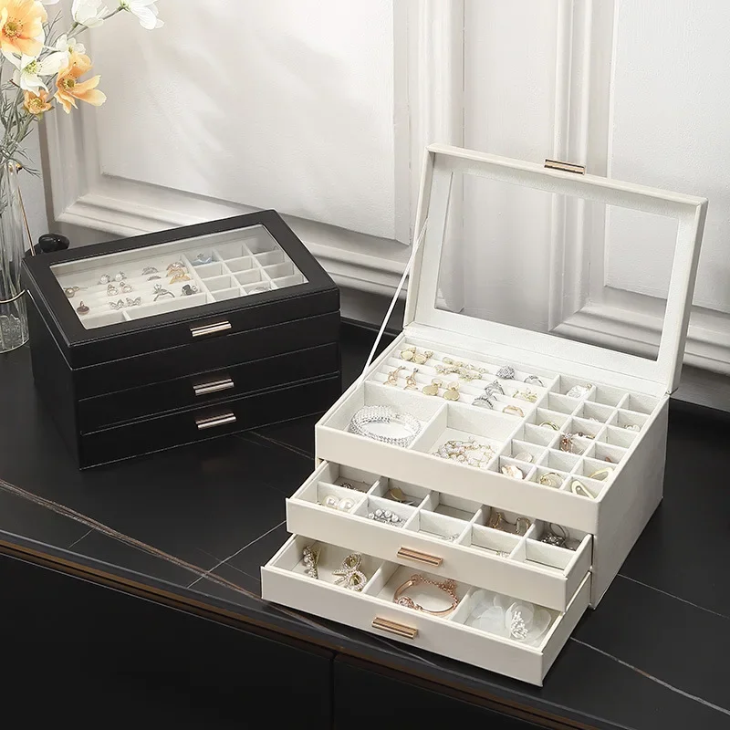Jewelry Display Chest — 3-Tier Vegan Leather