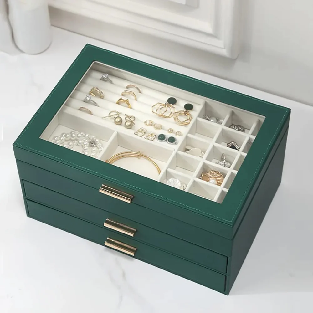 Jewelry Display Chest — 3-Tier Vegan Leather
