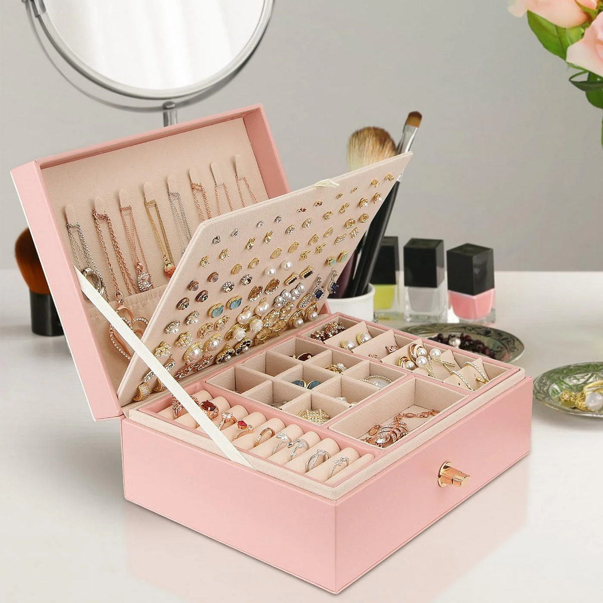 Jewelry Box — Versatile with 2 Removable Organizers