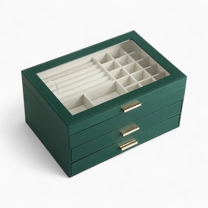 Jewelry Display Chest — 3-Tier Vegan Leather