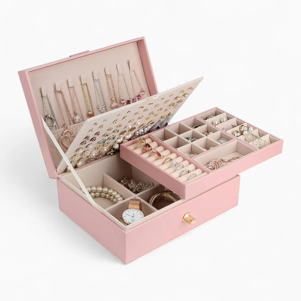 Jewelry Box — Versatile with 2 Removable Organizers