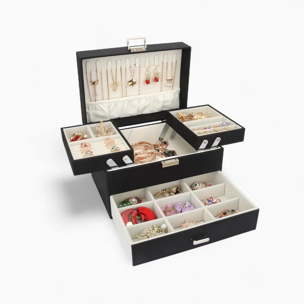 Jewelry Organizer — Multi-Compartment Vegan Leather