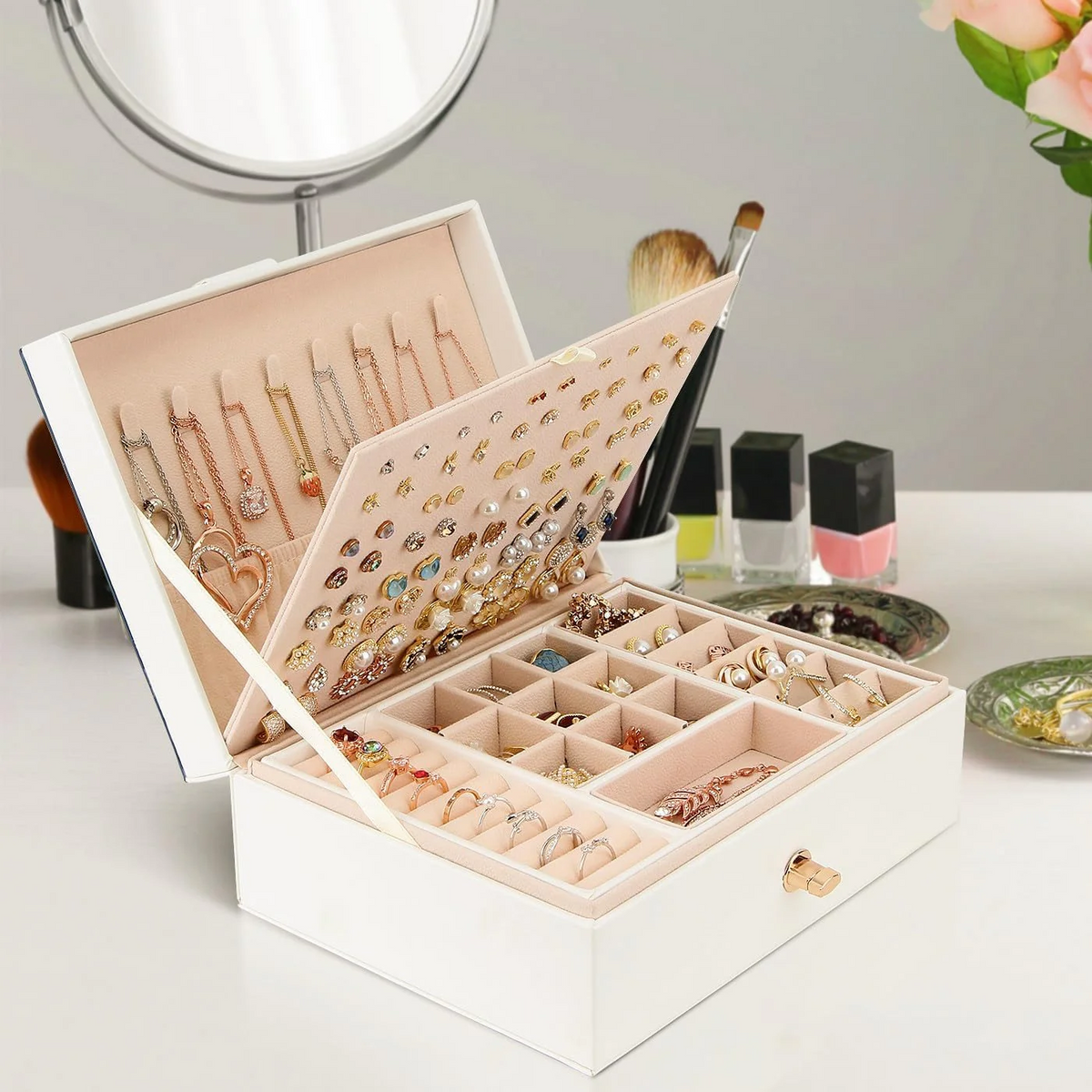 Jewelry Box — Versatile with 2 Removable Organizers