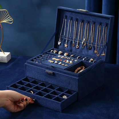 Jewelry Box — Velvet 3-Tier Storage