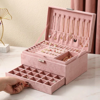 Jewelry Box — Velvet 3-Tier Storage