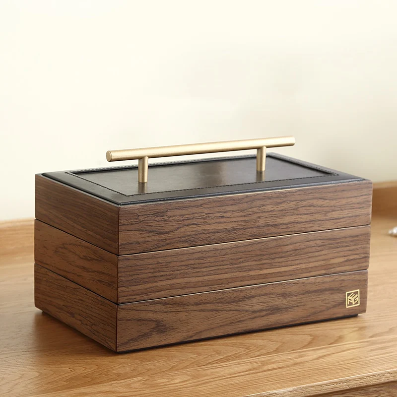 Jewelry Box — Walnut Wood Aesthetic 3-Level