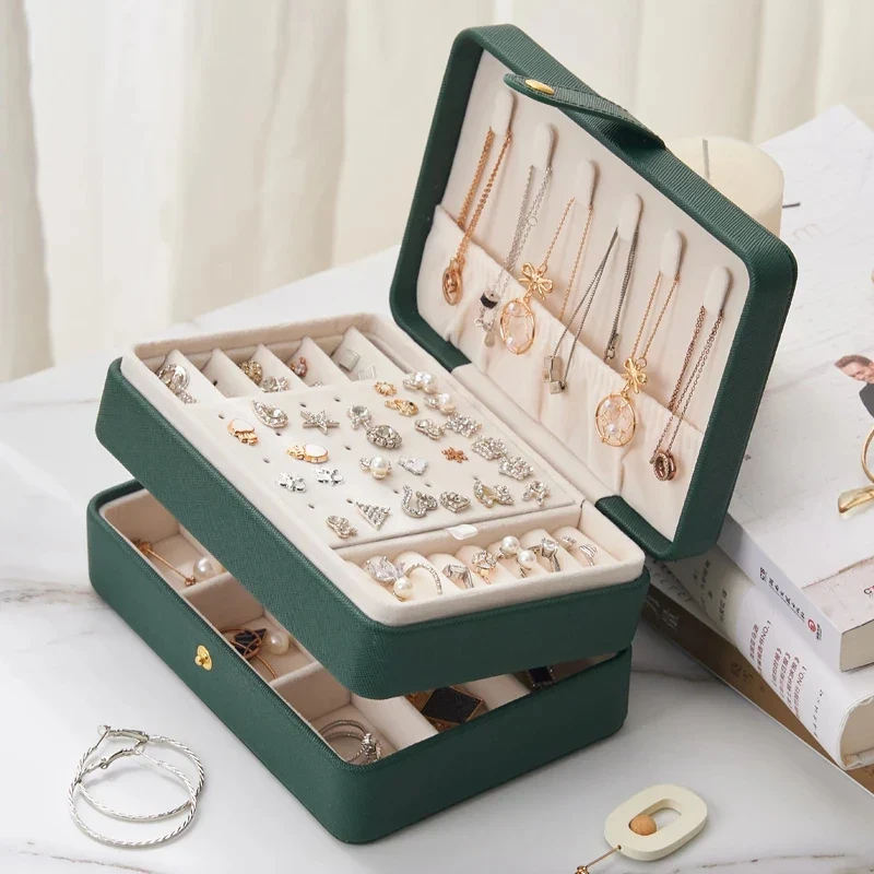 Travel Jewelry Box — Compact Two-Tier Organizer