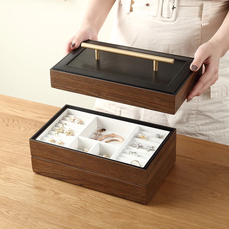 Jewelry Box — Walnut Wood Aesthetic 3-Level