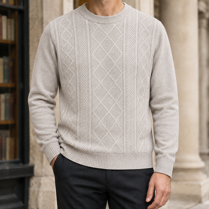 Textured Knit Crew Neck Sweater
