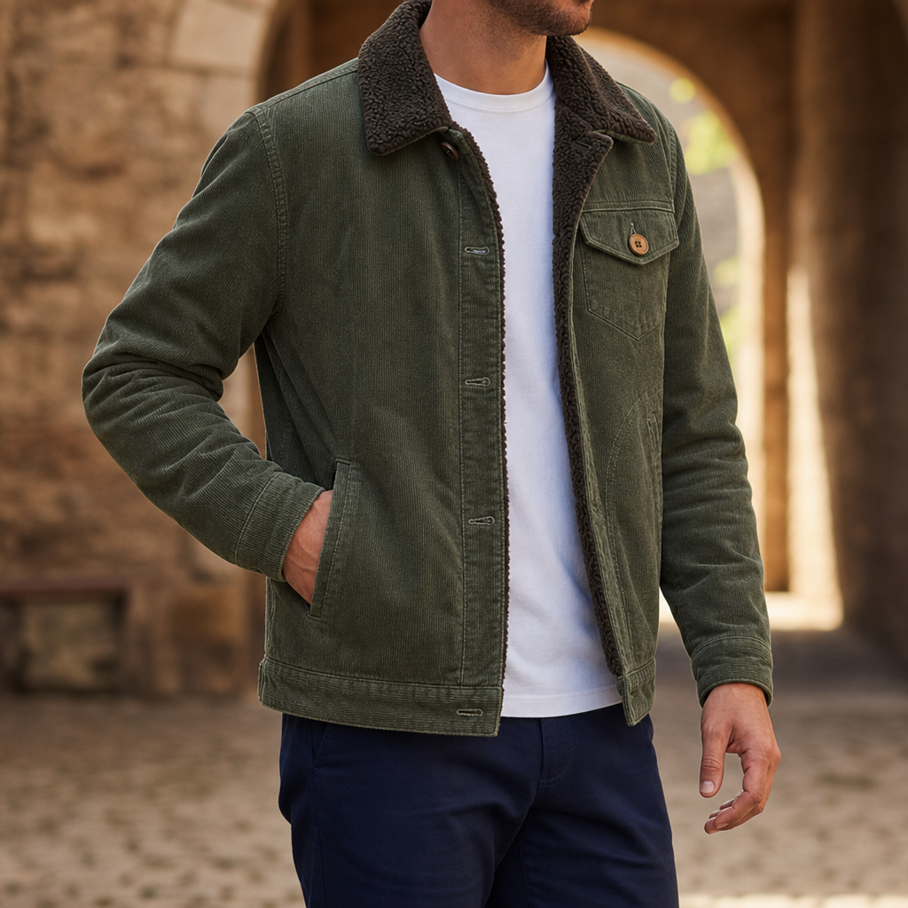 Lefkada Sherpa Lined Corduroy Jacket