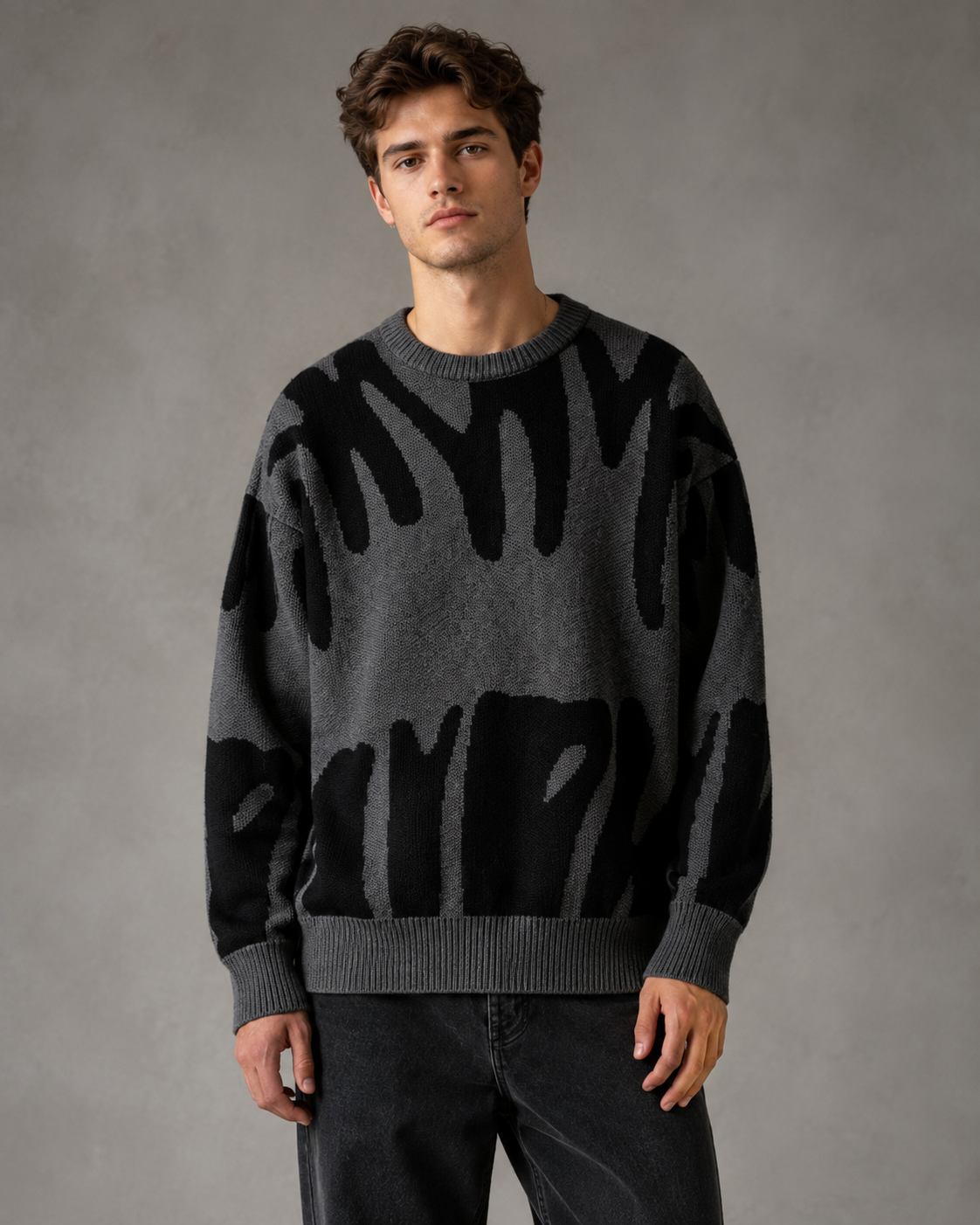 Men's Abstract Knit Drop Shoulder Sweater