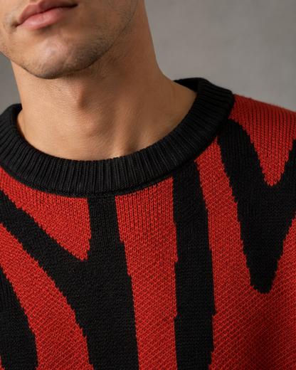 Men's Abstract Knit Drop Shoulder Sweater