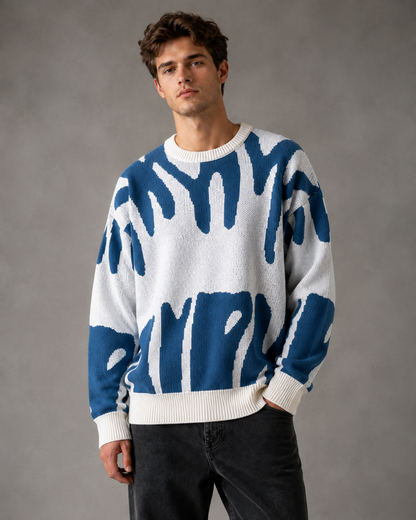 Men's Abstract Knit Drop Shoulder Sweater