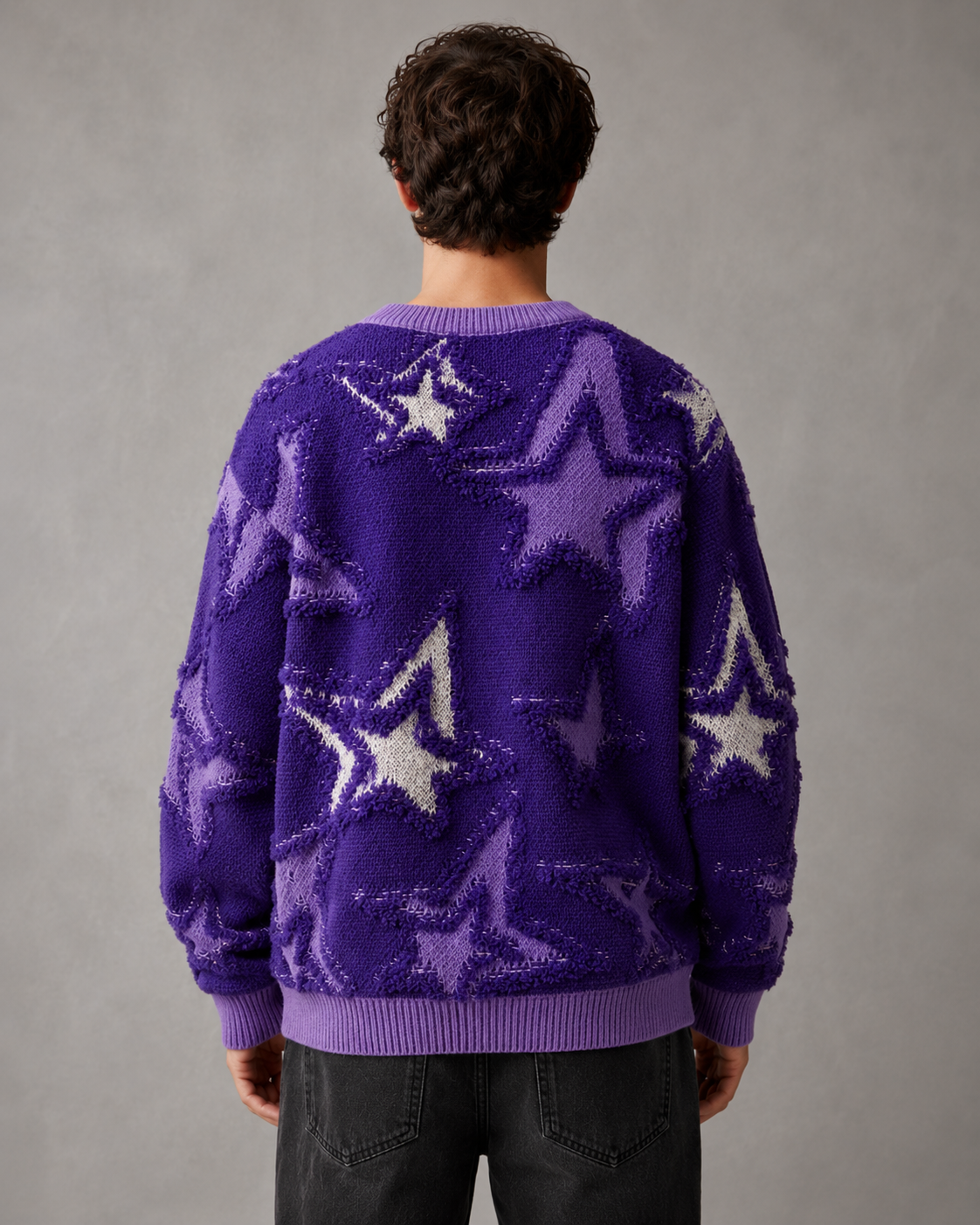 Men's Textured Star Knit Sweater Relaxed Fit