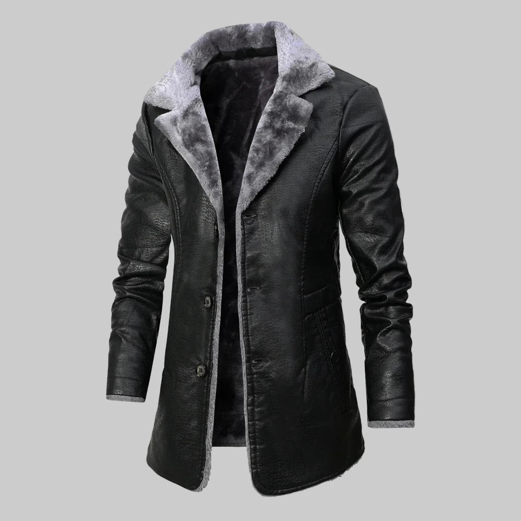 Rocco - Men's Faux-Fur Lined Coat with Notch Lapels