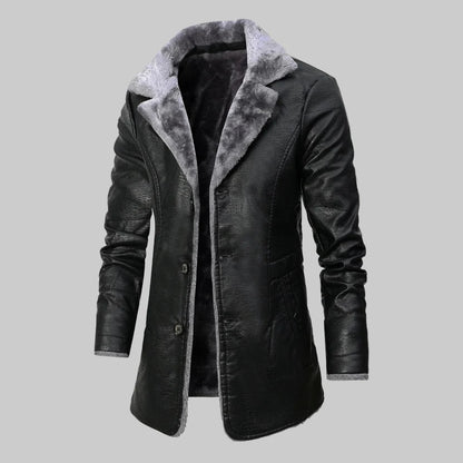 Rocco - Men's Faux-Fur Lined Coat with Notch Lapels
