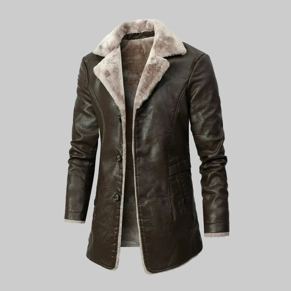 Rocco - Men's Faux-Fur Lined Coat with Notch Lapels